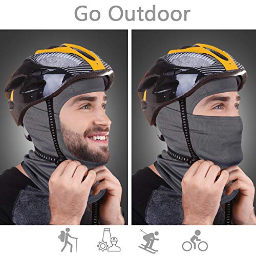 Achiou Ski Mask for Men and Women, Lightweight UV Balaclava Face Cover - color: Gray