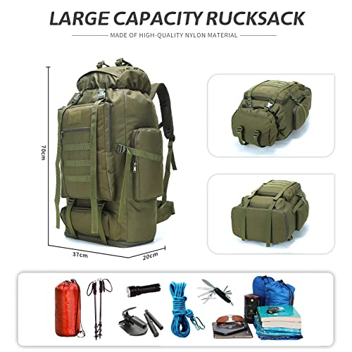 100L Hiking Camping Backpack MOLLE Rucksack Waterproof Daypack for Traveling (Army Green) - color: Armygreen