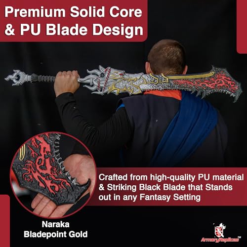 Armory Replicas Bladepoint LARP Sword – Black PU Blade with Solid Core, Durable Foam, Safe for Combat and Cosplay