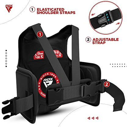 RDX Boxing Body Protector, MMA Kickboxing Muay Thai Boxing Chest Guard, Sparring Training Heavy Punching, Kara Adjustable Strike Shield, Martial Arts Upper Body Ribs Protection Pad, Taekwondo Vest - size: Large-X-Large