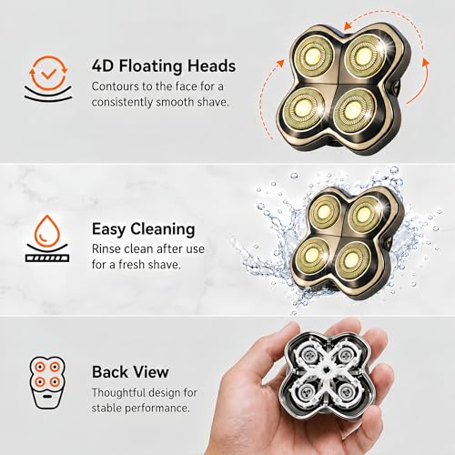 1 Pack Pro 4 Shaver Replacement Heads Compatible with Skull Pitbull Series - color: Golden Foil 1 Pack
