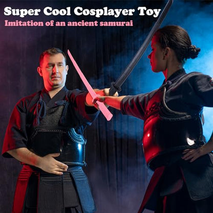 2PCS Plastic 3D Printed Gravity Retractable Samurai Sword Model Toys