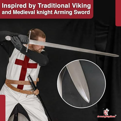 Armory Replicas™ Medieval Hand Forged Knight Sword EN45 Carbon Steel Full Tang with Scabbard - style: Medieval Hand Forged Sword
