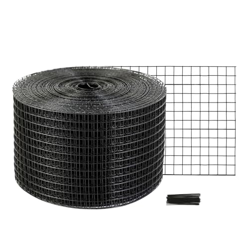 VEVOR 8inch x 98ft Critter Guard for Solar Panels, PVC Coated Wire Mesh Roll Kit with 50pcs Ties for Pigeon Deterrent, Bird Proofing, Squirrel Proof, Black - size: 8in x 98ft with 50pcs Tie Wires