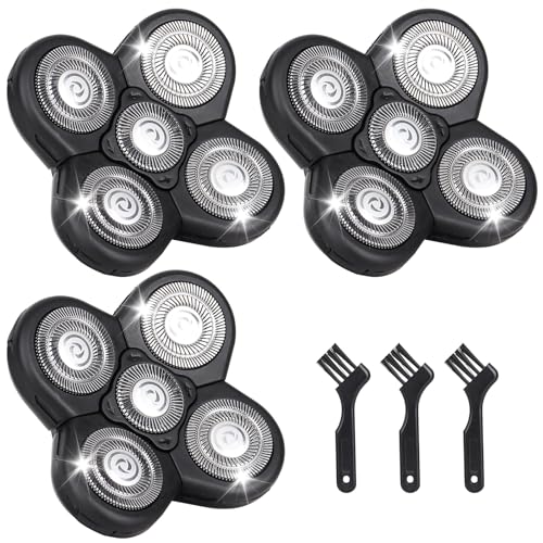 5D Blades Shaver Replacement Heads,Head Electric Razor Shaving Compatible with Frbid Replacement Blades Shaver kit for Bald Men with 3 Cleaning Brush, 3 Pack by Plantarecover - color: Bhc3
