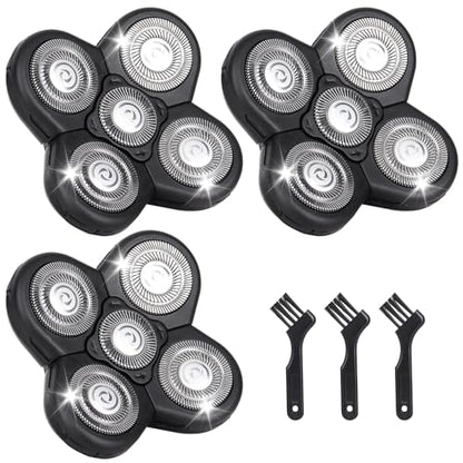 5D Blades Shaver Replacement Heads,Head Electric Razor Shaving Compatible with Frbid Replacement Blades Shaver kit for Bald Men with 3 Cleaning Brush, 3 Pack by Plantarecover - color: Bhc3
