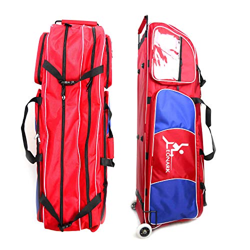 LEONARK Fencing Draw-bar Wheel Bag for Epee Saber and Foil - Hema Sword Bag Trolley Case for Fencing Suit and Mask - color: Oster Red