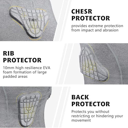 Youth Padded Compression Shirt Vest Rib Chest Protector Football Baseball - color: Padded Vest Gray, size: Medium