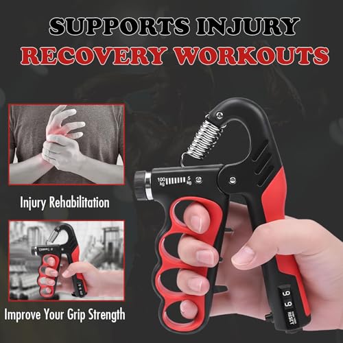 Adjustable Grip Strength Trainer Hand Gripper for Grip Strength - color: Red