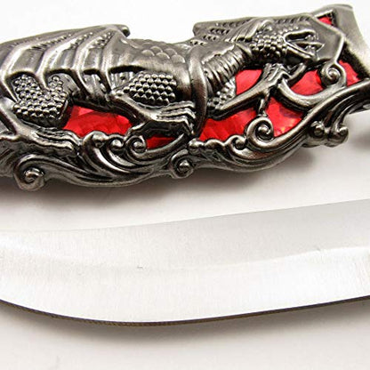 SZCO Fixed Blade Full Tang Knife 9.5", Metal Handle Camping Knife, Red - color: Red