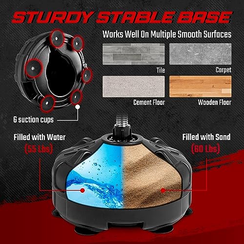 Yes4All Pedestal Punching Bag with Stand, Adjustable Height, Boxing MMA Equipment with PU Leather Speed Reflex Ball Home Gym