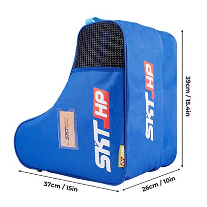 Roller Skate Bag with Adjustable Shoulder Strap for Kids and Adults to Hold Inline Skates and Knee Pads - color: Blue