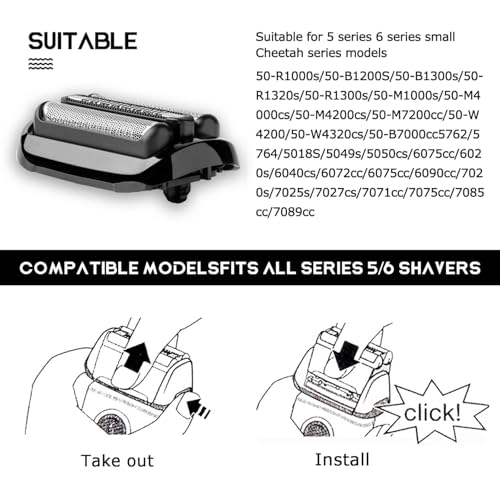 53B Replacement Foil and Cutter for Braun Series 5 & 6 Electric Shaver - color: 53b-2pcs-01