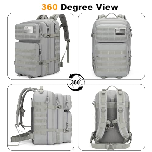 45L Large Tactical Backpack Military MOLLE 3 Day Bug Out Bag - color: Gray