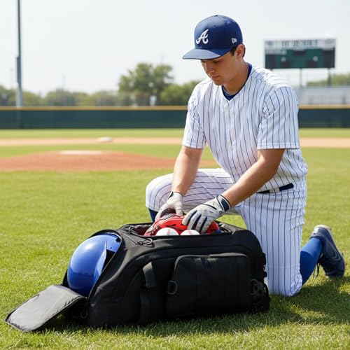 Rolling Baseball Bag with Wheels, Softball Catchers Gear Bag