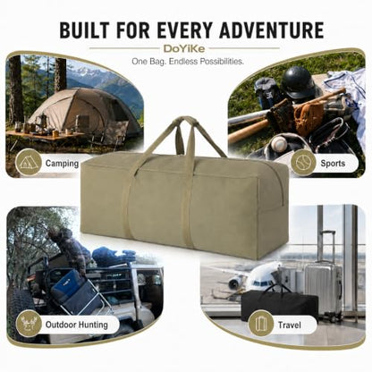 DoYiKe Extra Large Canvas Duffle Bag for Travel Heavy Duty Military Duffel - color: SOArmygreen, size: 100L