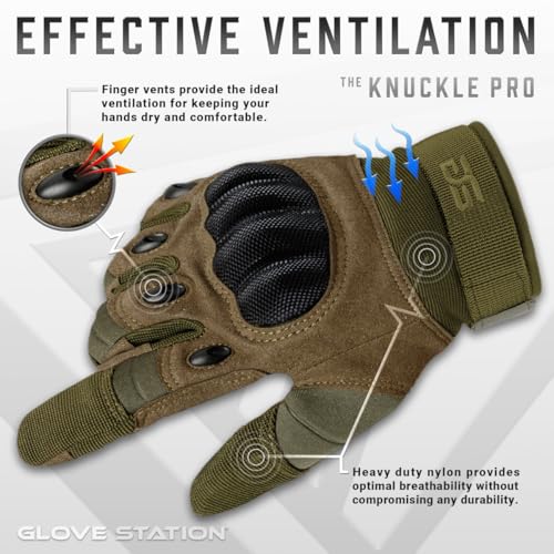 Glove Station Hard Knuckle Utility Gloves, Touchscreen, THKFF, Green, XL - color: Green - Hard Knuckle, size: X-Large