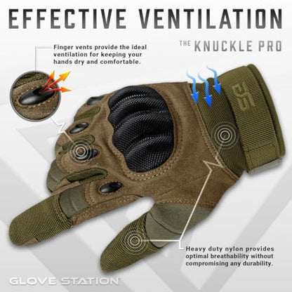 Glove Station Hard Knuckle Utility Gloves, Touchscreen, THKFF, Green, XL - color: Green - Hard Knuckle, size: X-Large