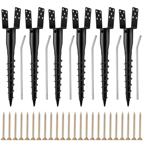 Hicarer 6 Pack No Dig Ground Anchors for Standard 4 x 4 Posts,Black - color: Black