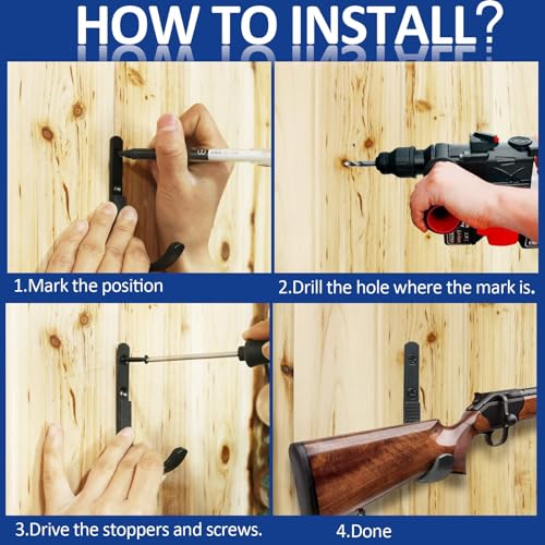 Oleitodh 24 Pack Gun Rack Wall Mount Hooks Bulk Horizontal Gun Racks