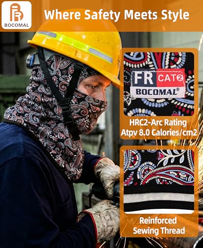 BOCOMAL FR Balaclava with Face Mask Flame Resistant 5.5oz Lightweight 100%C - color: Paisley Black 1028