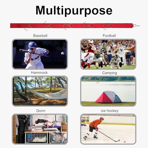 TUYUU Portable Hockey Equipment Drying Rack 5 Hooks Gifts for Youth & Men - color: Red