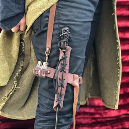 BLESSUME Medieval Knight Belt with Sword Frog Holster Rapier Scabbard Holder 1pc - color: Brown 11