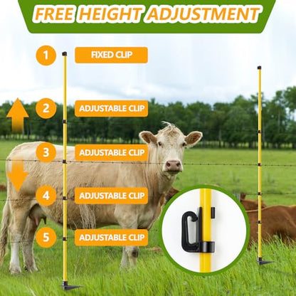 80 Inches Electric Fence Posts Fiberglass Step-in 20 Pack