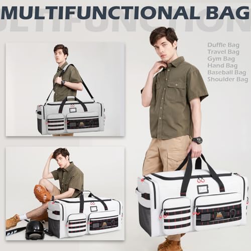 135L Extra Large Duffle Bag, Heavy Duty Sports Gym Travel Duffel Bag - color: Grey