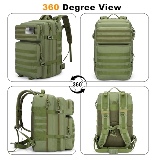 45L Large Tactical Backpack Military MOLLE 3 Day Bug Out Bag - color: Armygreen