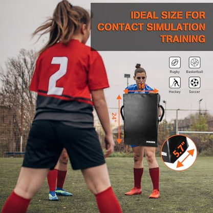 Hikeen Football Blocking Pad Training Equipment Denser Softer Foam Kick Pads for Football, Basketball, Hockey, Lacrosse Tackle Dummy - 24"x16" Kick Shield Pad with Handles (1PCS) - style: PRO-Grade 24"x16" Blocking Pad 1-Pack