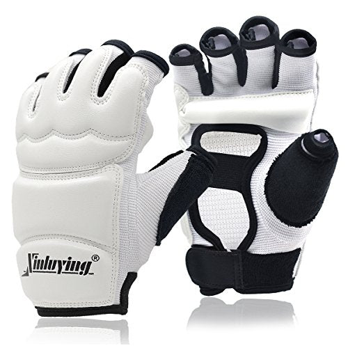 Xinluying MMA Gloves, 8mm EVA Padding, Adjustable Wrist Strap, Women & Kids - color: White, size: Medium