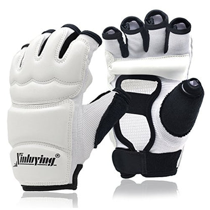 Xinluying MMA Gloves, 8mm EVA Padding, Adjustable Wrist Strap, Women & Kids - color: White, size: Small