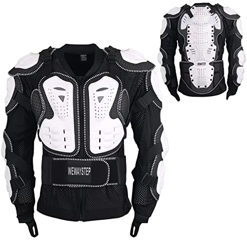 Motorcycle Body Armor Jacket with Chest Spine Protection - color: White, size: Small