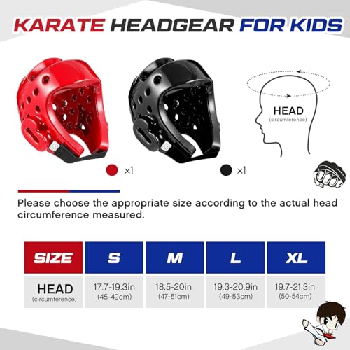 JellyArch 2 Pcs Taekwondo Karate Headgear MMA Martial Arts Helmet Soft Head Guard Protection Sparring Gear Helmet Boxing for Men Women Thai Kickboxing Grappling Muay Taekwondo - color: Red and Black, size: X-Large
