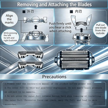 For Panasonic Arc 5 Replacement Blades and Foil,Electric Razor Blades Compatible with WES9032P ES9032 ES9034 ES9036 ES9038, Replacement Blades Fits Models ES-LV61, ES-LV65, ES-LV67, ES-LV95