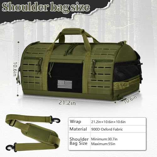 GMAK Military Tactical Duffle Bag for Men, 40L Sports Gym Bag Carry on Bag - color: Army Green