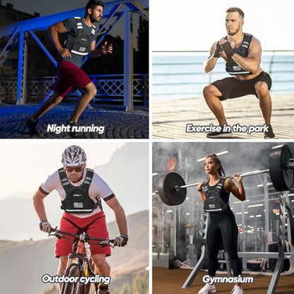 APEXUP Adjustable Weighted Vest, 4-10lb/12-18lb/20-32lb Vest with 6 Ironsand Weights and Large Pocket, Weight Vest for Men Women Strength Training, Running, Walking - color: Black, size: 20-32lbs