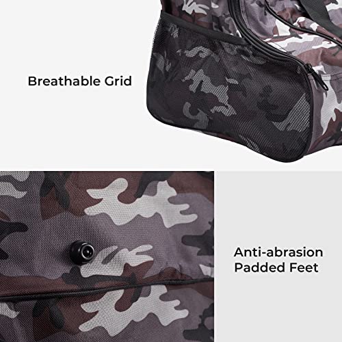 Roller Skate Bag with Adjustable Shoulder Strap for Kids and Adults to Hold Inline Skates and Knee Pads - color: Camo Grey