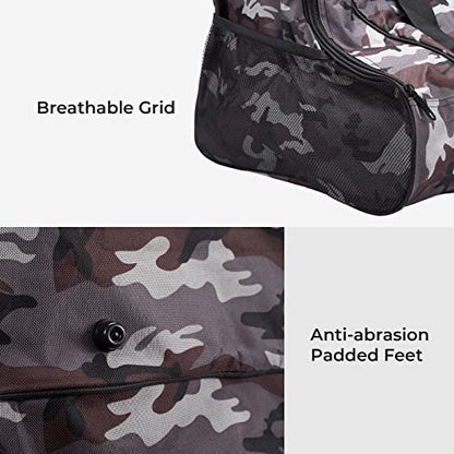 Roller Skate Bag with Adjustable Shoulder Strap for Kids and Adults to Hold Inline Skates and Knee Pads - color: Camo Grey