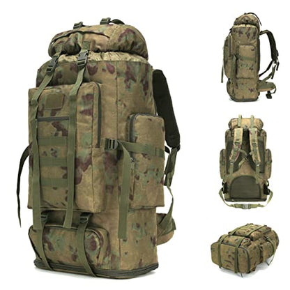 100L Hiking Camping Backpack MOLLE Rucksack Waterproof Daypack (RuinGreen) - color: Ruingreen