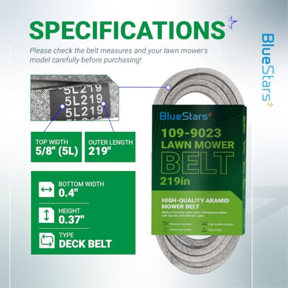 BlueStars 109-9023 Deck Belt Aramid Cord Belt 5/8" x 219" - size: 109-9023, style: Aramid Cord