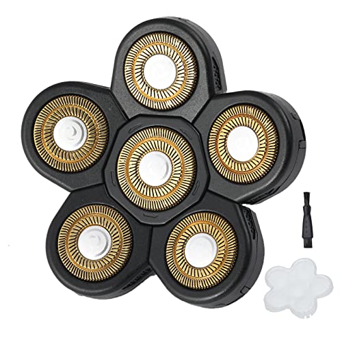 6 Blades Electric Shaver Replacement Heads Upgrade Razor Shaver Replaceable Floating Blades Wet and Dry for Bald and Face (Gold) - color: Gold6
