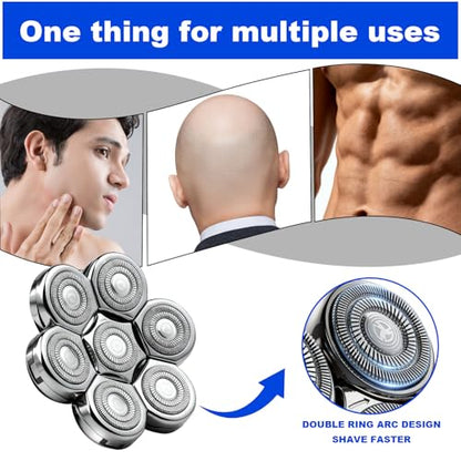 7 Head Shaver Replacement Head Shavers for Bald Men,3pack - color: Silver/3pcs
