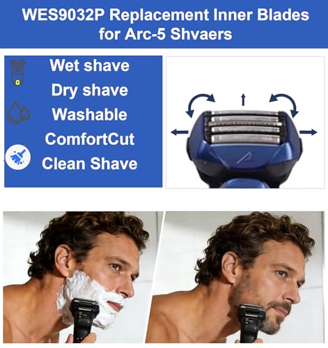 Replacement Blades and Foil for ARC5,Replacement Blades Fit for ES9032/ES-LV65/ES-LV95,ES-LV9N, ES-XLV9C Series Shavers,5-Blade Shaving Head with Precision Trimmer (Black, 30 Count (Pack of 1))