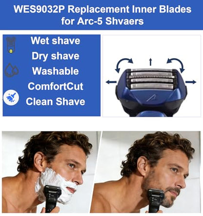 Replacement Blades and Foil for ARC5,Replacement Blades Fit for ES9032/ES-LV65/ES-LV95,ES-LV9N, ES-XLV9C Series Shavers,5-Blade Shaving Head with Precision Trimmer (Black, 30 Count (Pack of 1))
