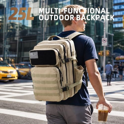 gracedon Tactical Backpack - Military Molle Bag 3 Days Pack for men and Women Large Assault Rucksack 25-45L (25L-light card) - color: 25l-light Card