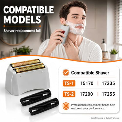Shaver Replacement Pro Foil & Cutter,Compatible with Andis TS-1 Shaver Head - color: Golden 2 Pack