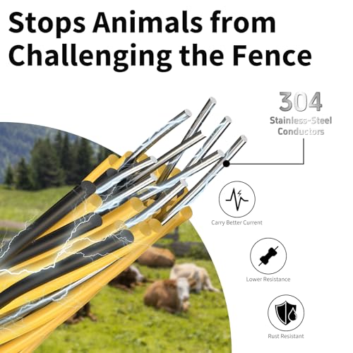 700ft Electric Fence Polywire, 9-Strand Stainless Steel Rope for Livestock - size: 700 Feet