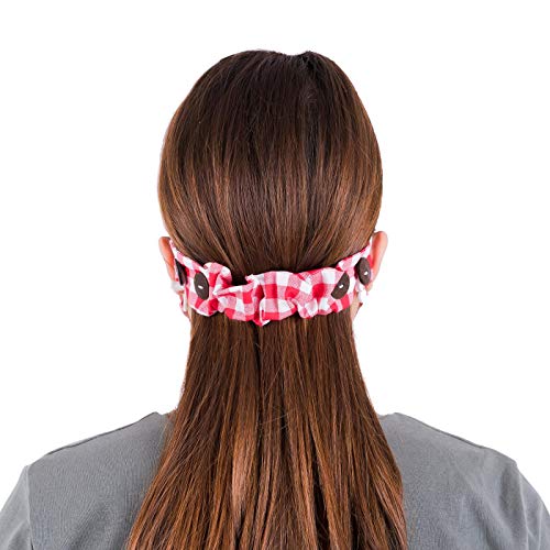LOFBAZ Strap Holder with Buttons for Hook Face Covering Extender Adjustable Protection Reusable Washable Straps Plaid Red OS - color: Plaid Red